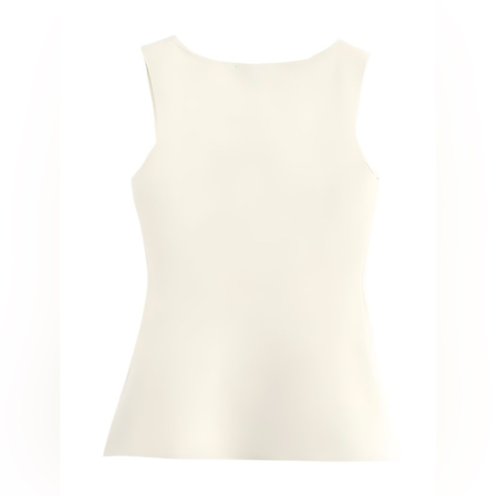 NWT Boutique Rosie Cream Sleeveless Button-Up Vest | A-Line Round Neck Top - Picture 3 of 9
